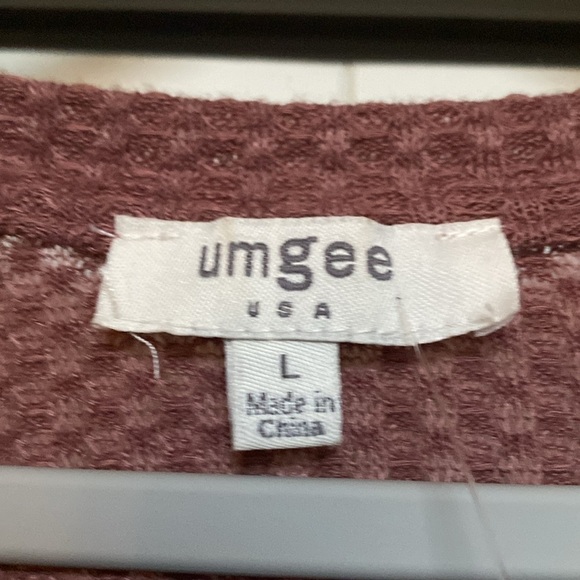 Umgee waffle knit patchwork sleeves top blouse Womens L Oversized cozy Bohemian - Picture 9 of 12